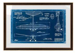 King Home Mechanical Plane Blueprint Repülőgép Műszaki Rajz Kék