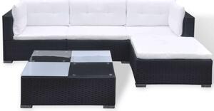 VidaXL 5 részes Kerti Ülőgarnitúra - Fekete Polyrattan