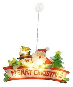 Merry Christmas ablakdekoráció, tapadókorongos, meleg fehér LED, többszínű