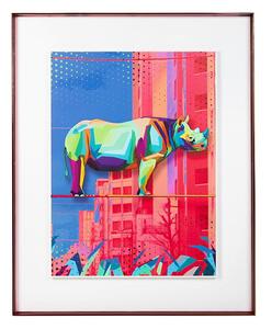King Home Rhino in the City Pop Art 3D Fali Kép Kék-Rózsaszín