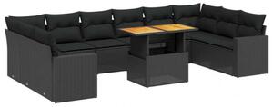 VidaXL Polyrattan Kerti Ülőgarnitúra - 11 részes - Fekete