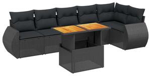 VidaXL Polyrattan Kerti Ülőgarnitúra - 7 részes - Fekete
