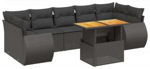 VidaXL Polyrattan Kerti Ülőgarnitúra - 8 részes, Fekete