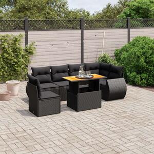 VidaXL Polyrattan Kerti Ülőgarnitúra - 7 részes - Fekete