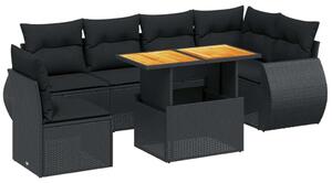 VidaXL Polyrattan Kerti Ülőgarnitúra - 7 részes - Fekete
