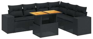 VidaXL Polyrattan Kerti Ülőgarnitúra - 7 részes - Fekete
