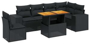 VidaXL Polyrattan Kerti Ülőgarnitúra - 7 részes - Fekete