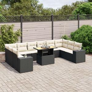 VidaXL Polyrattan Kerti Ülőgarnitúra - 11 részes - Fekete