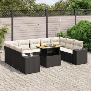 VidaXL Polyrattan Kerti Ülőgarnitúra - 10 részes - Fekete