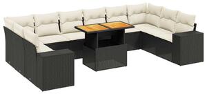 VidaXL Polyrattan Kerti Ülőgarnitúra - 11 részes - Fekete
