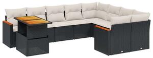 VidaXL Polyrattan Kerti Ülőgarnitúra - 10 részes - Fekete