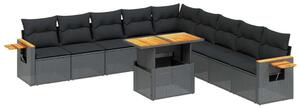 VidaXL Polyrattan Kerti Ülőgarnitúra - 11 részes - Fekete