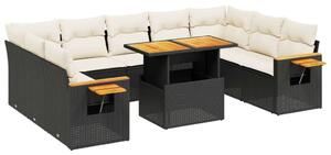 VidaXL Polyrattan Kerti Ülőgarnitúra - 11 részes - Fekete