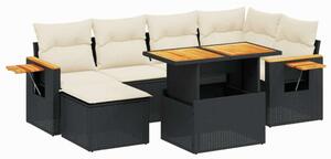 Polyrattan Kerti Ülőgarnitúra - 8 részes - Fekete