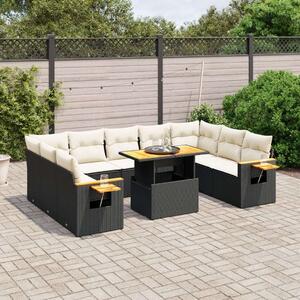 VidaXL Polyrattan Kerti Ülőgarnitúra - 11 részes - Fekete