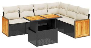VidaXL 7 részes Polyrattan Kerti Ülőgarnitúra - Fekete