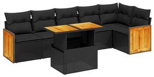 VidaXL 7 részes Kerti Ülőgarnitúra - Fekete Polyrattan
