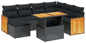 VidaXL 8 részes Kerti Ülőgarnitúra - Fekete Polyrattan