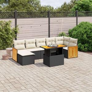 Polyrattan Kerti Ülőgarnitúra - 8 részes - Fekete