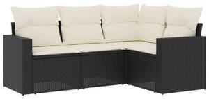 VidaXL Polyrattan Kerti Ülőgarnitúra - 4 részes - Fekete