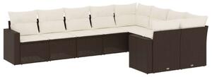 Polyrattan Kerti Ülőgarnitúra - Barna - 9 részes