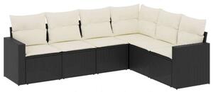 Polyrattan Kerti Ülőgarnitúra - 6 részes - Fekete