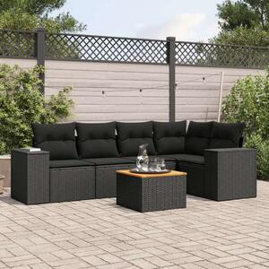 VidaXL Polyrattan Kerti Ülőgarnitúra - 6 részes - Fekete