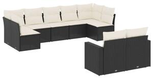 VidaXL Polyrattan Kerti Ülőgarnitúra - 9 részes - Fekete