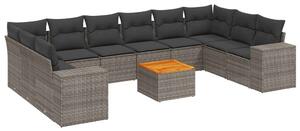 Polyrattan Kerti Ülőgarnitúra - 11 részes - Szürke