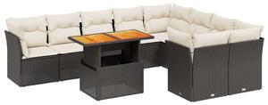 VidaXL Polyrattan Kerti Ülőgarnitúra - 10 részes - Fekete