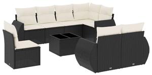 VidaXL Polyrattan Kerti Ülőgarnitúra - 9 részes - Fekete