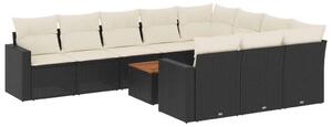 VidaXL Polyrattan Kerti Ülőgarnitúra - 11 részes - Fekete