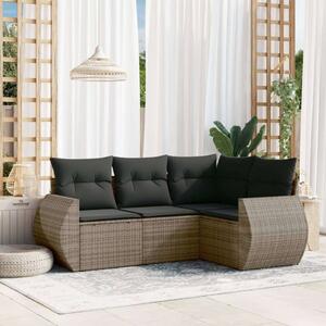 Polyrattan Kerti Ülőgarnitúra - 4 Részes - Szürke