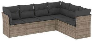 VidaXL Polyrattan Kerti Ülőgarnitúra - 6 Részes - Szürke