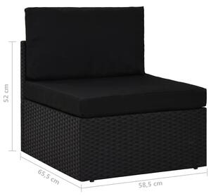 VidaXL 3 személyes fekete elemes polyrattan kanapé