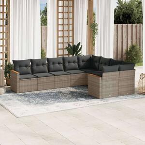 VidaXL 9-részes szürke polyrattan kerti ülőgarnitúra párnákkal