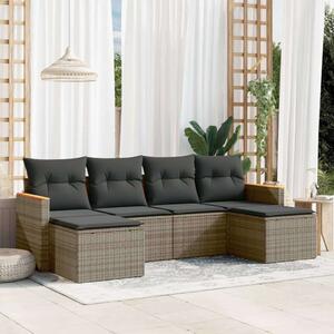 VidaXL 6 részes szürke polyrattan kerti ülőgarnitúra párnákkal