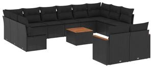 VidaXL Polyrattan Kerti Ülőgarnitúra - 13 részes - Fekete