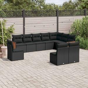 Polyrattan Kerti Ülőgarnitúra - 10 részes - Fekete