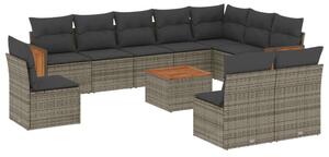 VidaXL 11 részes szürke polyrattan kerti ülőgarnitúra párnákkal