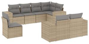 VidaXL Polyrattan Kerti Ülőgarnitúra - 8 részes - Bézs