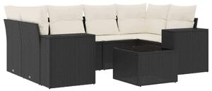 VidaXL Polyrattan Kerti Ülőgarnitúra - 7 részes - Fekete