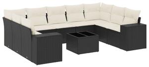 VidaXL Polyrattan Kerti Ülőgarnitúra - 10 részes - Fekete