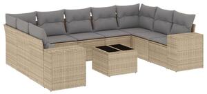 VidaXL Polyrattan Kerti Ülőgarnitúra - 10 részes - Bézs