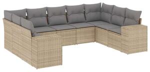 Polyrattan Kerti Ülőgarnitúra - 9 részes - Bézs