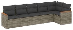 VidaXL Polyrattan Kerti Ülőgarnitúra - 6 részes - Szürke