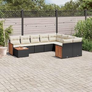 VidaXL Polyrattan Kerti Ülőgarnitúra - 10 részes - Fekete