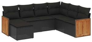 VidaXL Polyrattan Kerti Ülőgarnitúra - 7 részes - Fekete