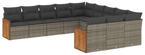 VidaXL Polyrattan Kerti Ülőgarnitúra - 11 részes - Szürke