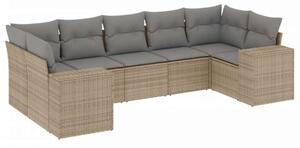 VidaXL Polyrattan Kerti Ülőgarnitúra - 7 részes - Bézs
